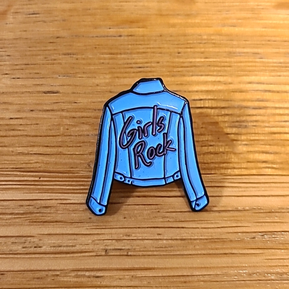 Girls Rock Denim Jacket Enamel Pin